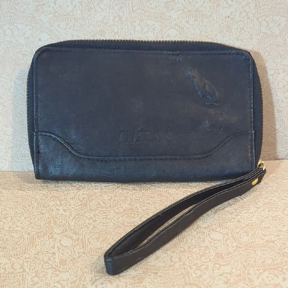 Guess Black and Gold Studded Women's Wristlet Wallet Handbag